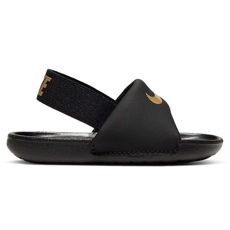 Kids Nike Slides And Thongs | Nike Kawa Toddlers Slides Black/Gold