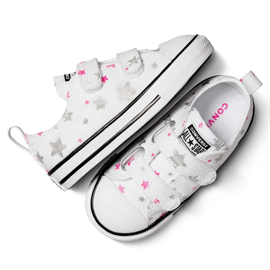 Kids Converse Casual | Converse Chuck Taylor All Star Easy On Sparkle Toddlers Shoes White/Silver