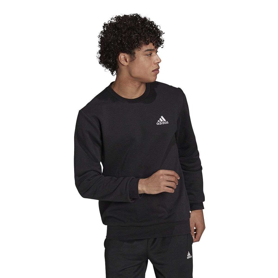 Men adidas Hoodies & Sweatshirts | Adidas Mens Essentials Feelcozy Sweatshirt Black