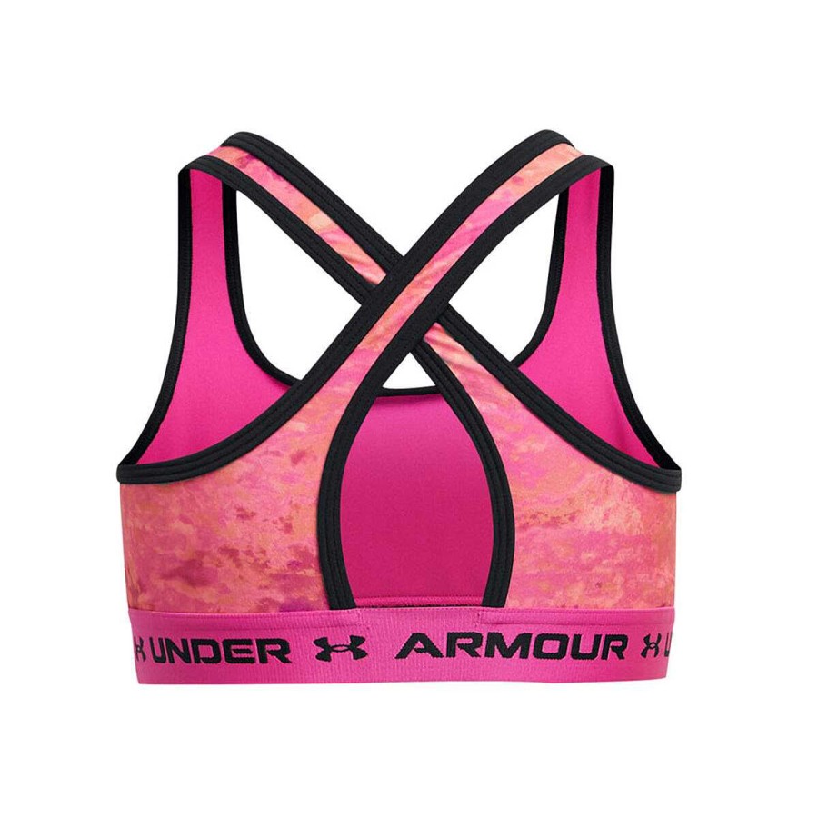 Kids Under Armour Bras & Crops | Under Armour Girls Crossback Mid Print Sports Bra Pink