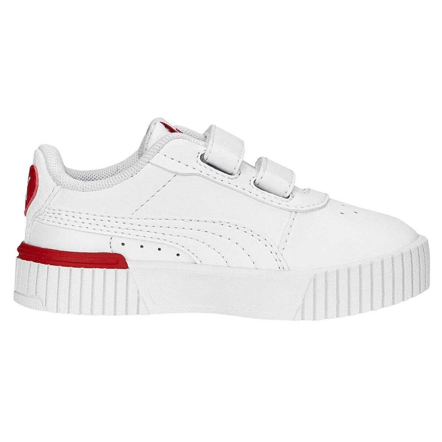 Kids PUMA Toddlers Shoes | Puma Carina 2.0 Red Thread Toddlers Shoes White/Red