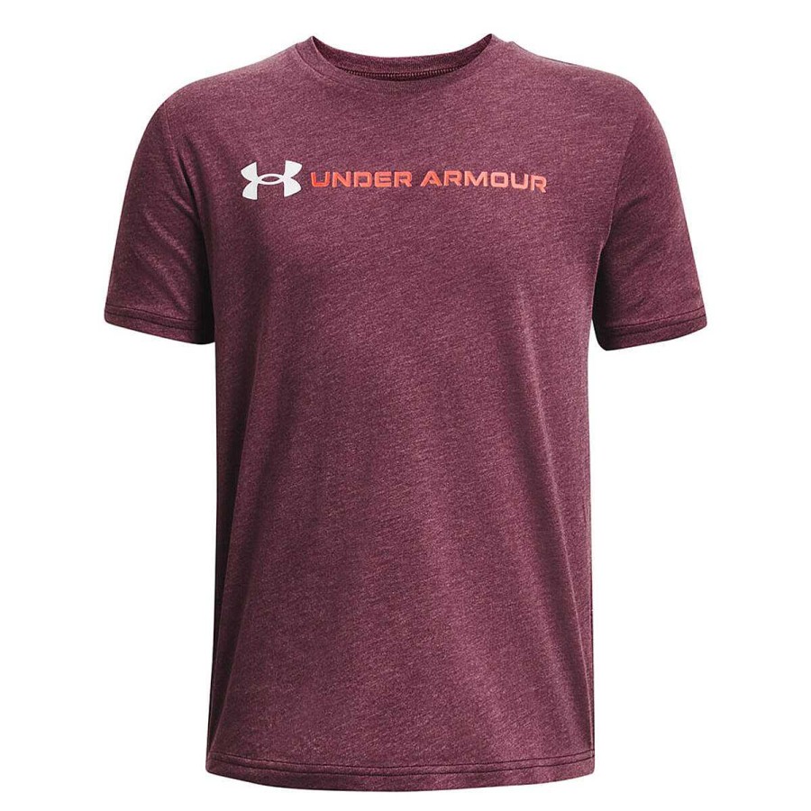 Kids Under Armour Activewear | Under Armour Boys Logo Wordmark Tee Maroon