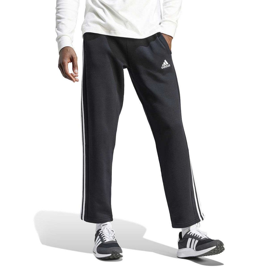 Men adidas Track Pants | Adidas Mens Essentials Fleece Open Hem 3-Stripes Pants Black/White