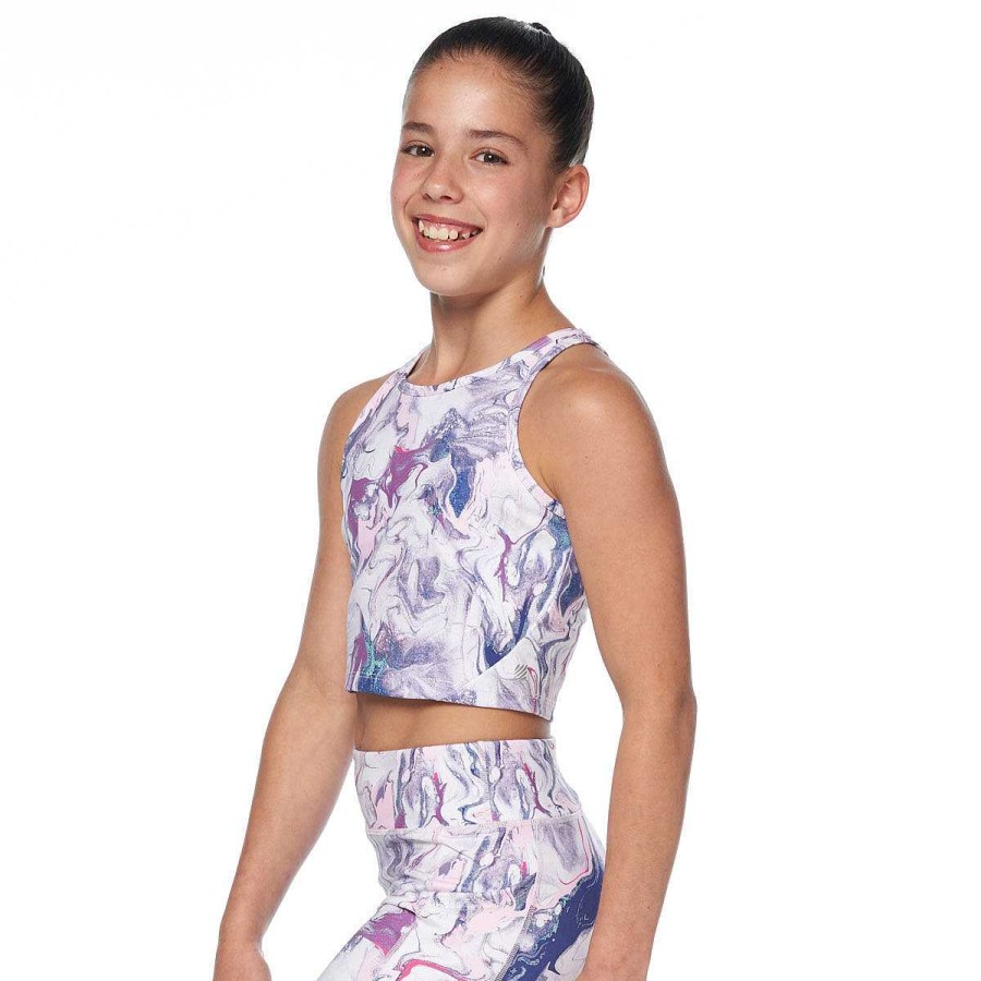 Kids ELL&VOO Bras & Crops | Ell & Voo Girls Kailee Crop Top 14 Print