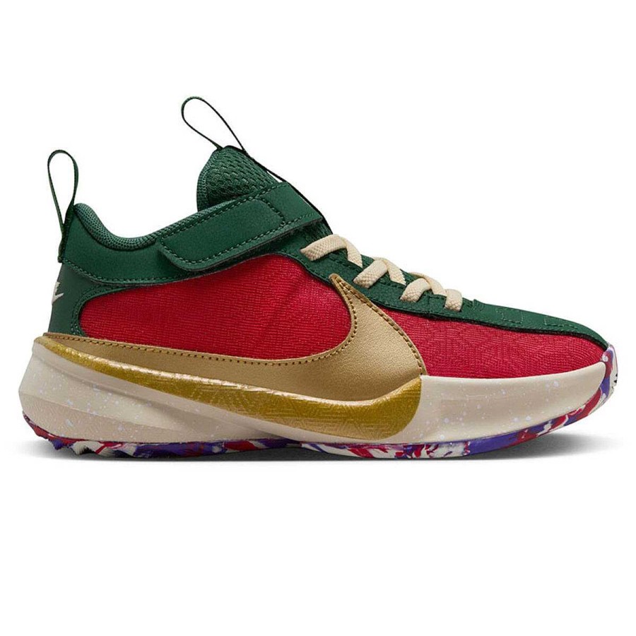 Kids Nike Basketball | Nike Freak 5 Ps Kids Basketball Shoes Red/Gold