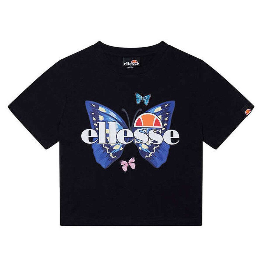 Kids Ellesse Tees & Tops | Ellesse Girls Riserva Cropped Tee 10 Black