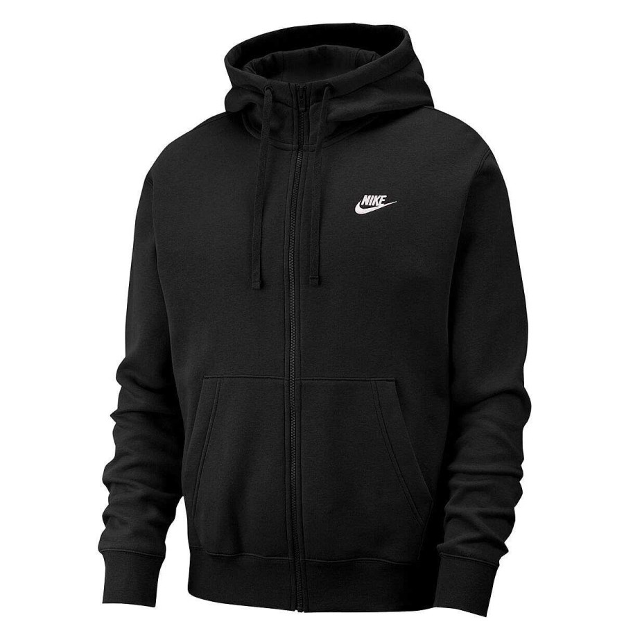 Men Nike Jackets | Nike Mens Sportswear Club Fleece Full-Zip Hoodie Black