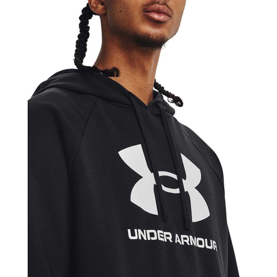 Men Under Armour Hoodies & Sweatshirts | Under Armour Mens Rival Fleece Big Logo Hoodie Black