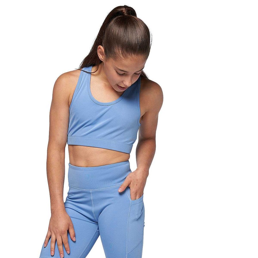 Kids ELL&VOO Bras & Crops | Ell & Voo Girls Essentials Crop Top 14 Blue