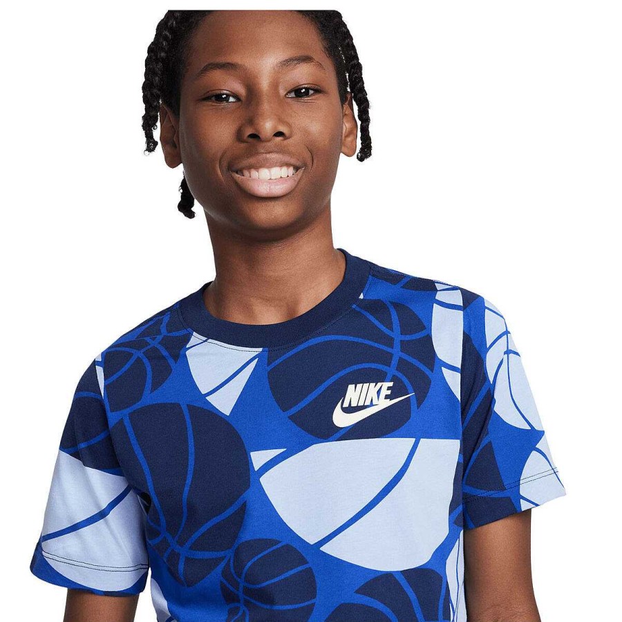 Kids Nike Activewear | Nike Boys Sportswear Culture Of Basketball Aop Tee Blue/Print