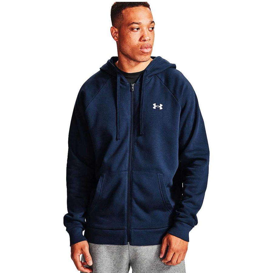 Men Under Armour Hoodies & Sweatshirts | Under Armour Mens Rival Full Zip Cotton Hoodie Navy