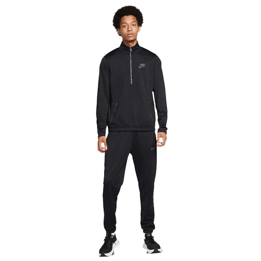 Men Nike Jackets | Nike Mens Club Poly Knit Track Suit Black