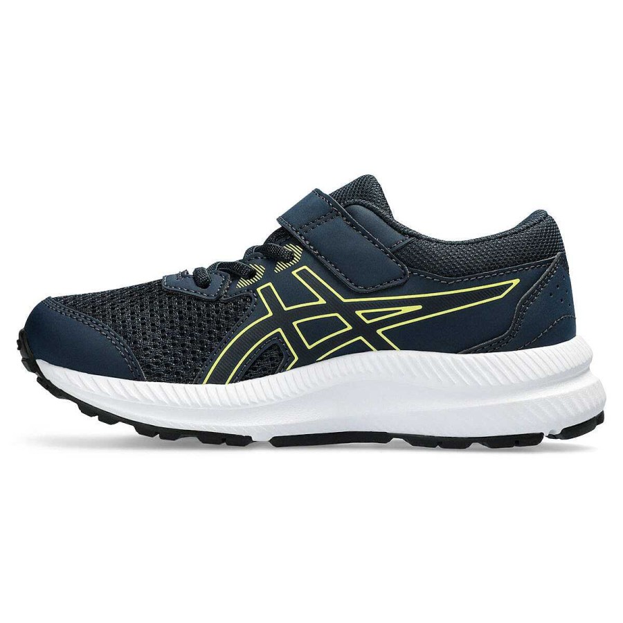 Kids Asics Sneakers | Asics Contend 8 Ps Kids Running Shoes Navy/Yellow