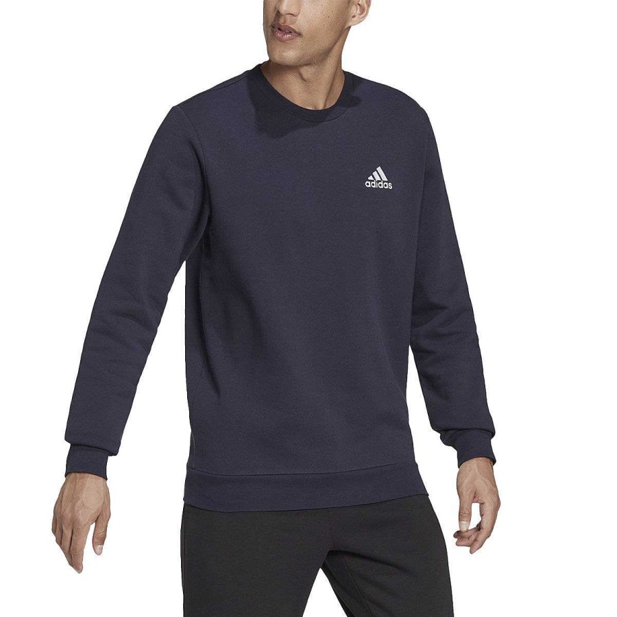 Men adidas Jackets | Adidas Mens Essentials Feelcozy Sweatshirt Navy/White