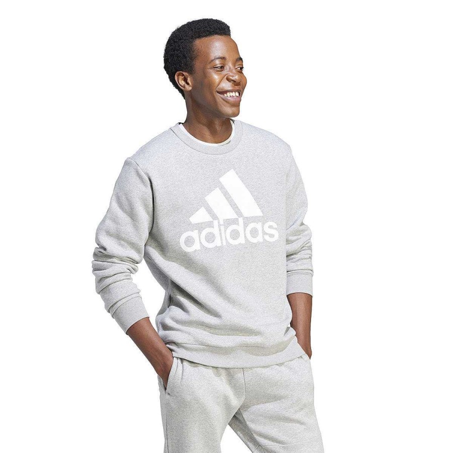 Men adidas Hoodies & Sweatshirts | Adidas Mens Essentials Fleece Big Logo Sweatshirt Grey