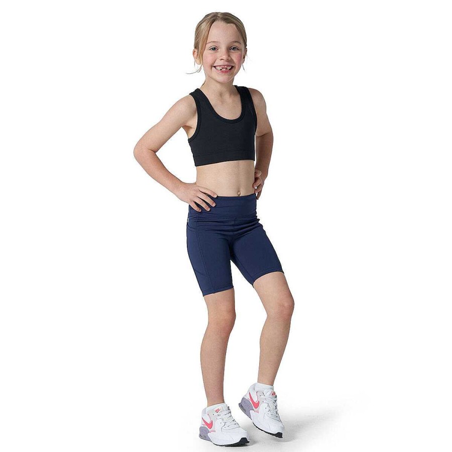 Kids ELL&VOO Tights | Ell & Voo Junior Girls Core Essential 7 Inch Tights Navy