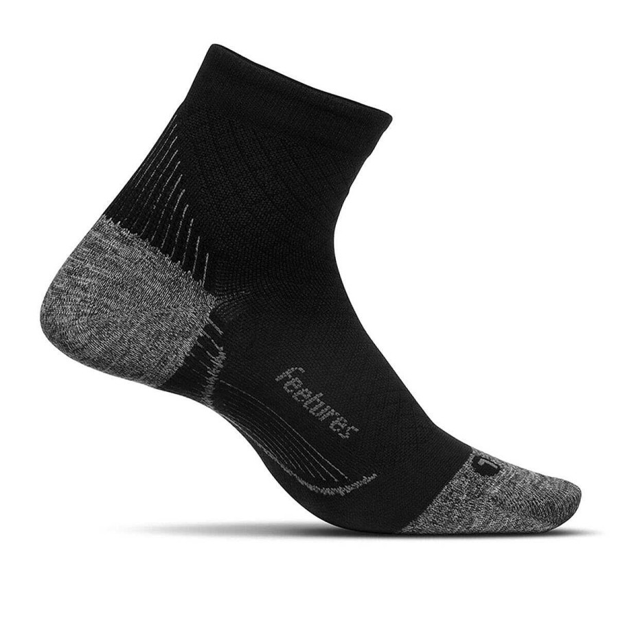 Men Feetures Socks | Feetures Plantar Faciitis Ultra Light Quarter Socks Black