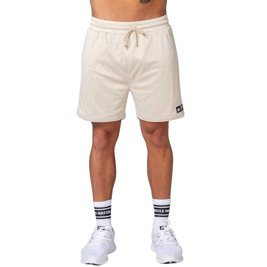 Men MUSCLE NATION Shorts | Muscle Nation Mens Lay Up 5 Inch Shorts Cream