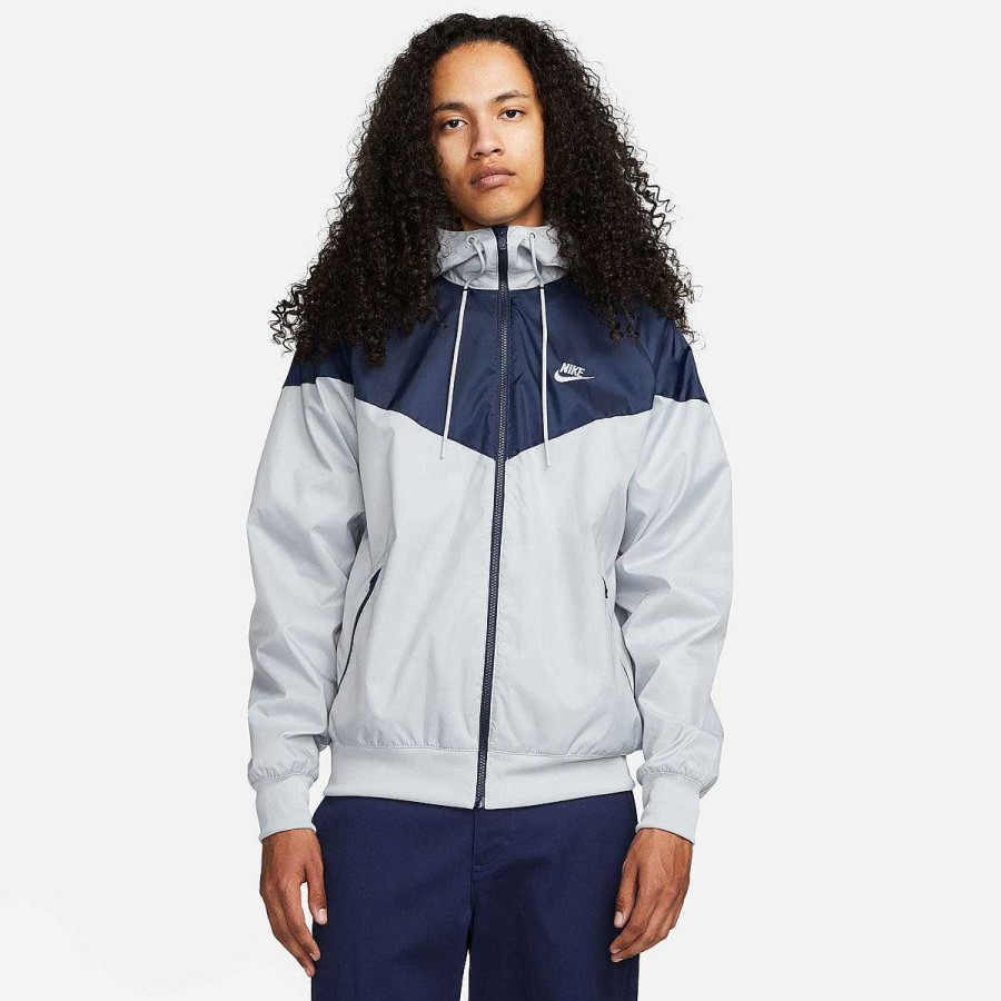 Men Nike Hoodies & Sweatshirts | Nike Mens Sportswear Windrunner Jacket Grey/Navy