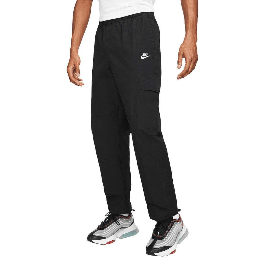 Men Nike Track Pants | Nike Mens Club Woven Cargo Pants Black