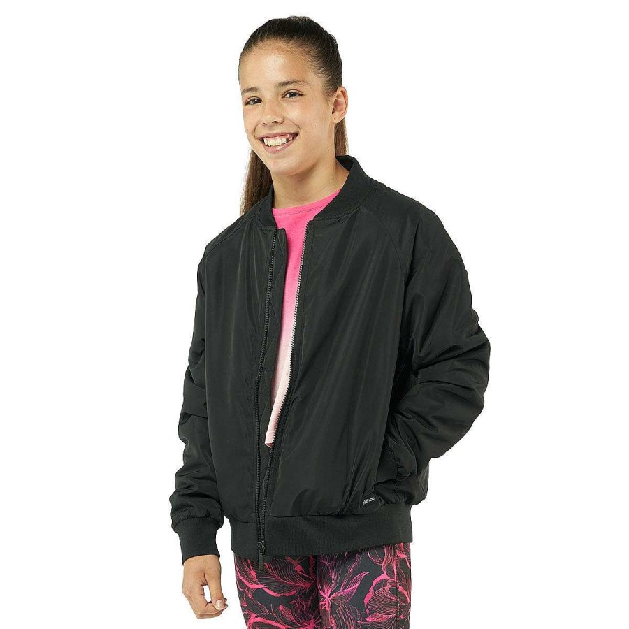 Kids ELL&VOO Jackets | Ell & Voo Girls Ava Bomber Jacket Black