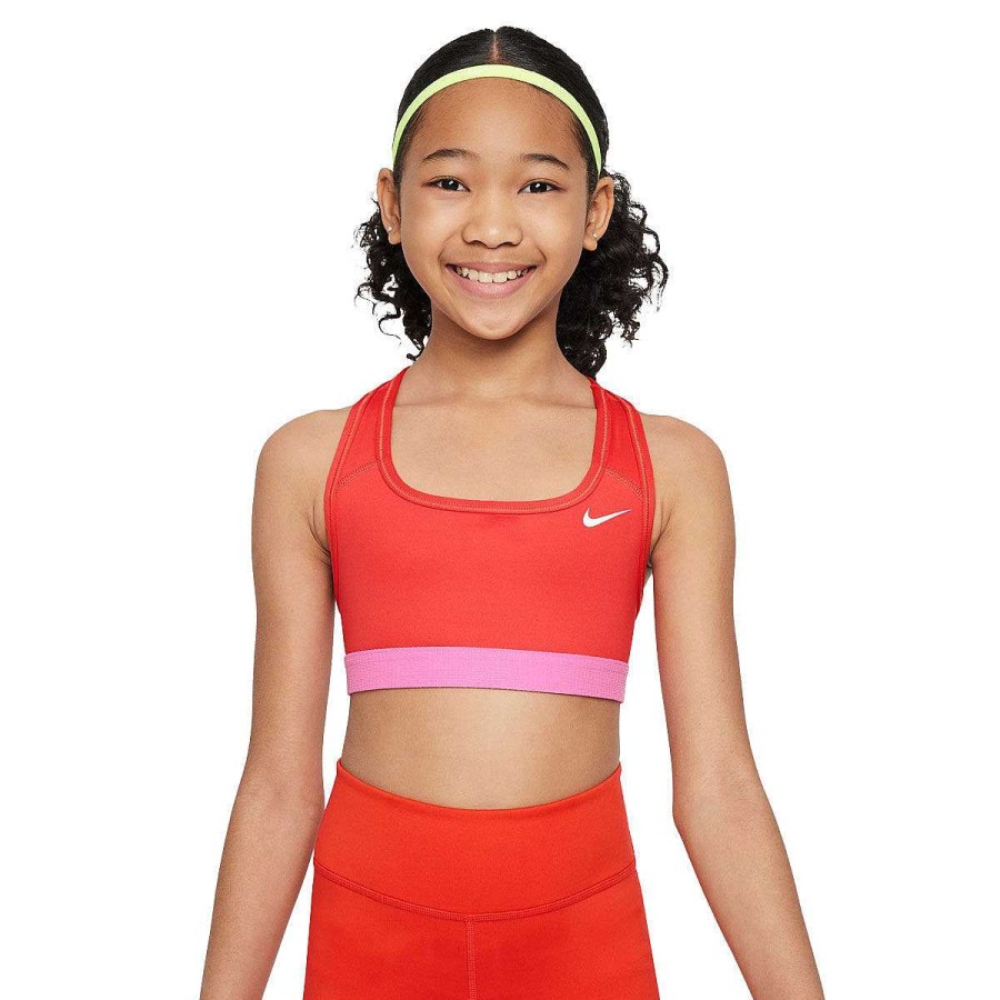 Kids Nike Bras & Crops | Nike Girls Swoosh Sports Bra Red/Pink