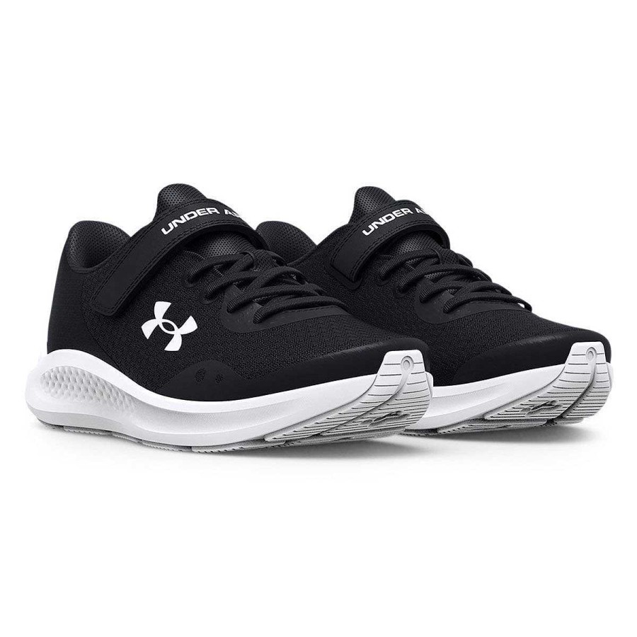 Kids Under Armour School Shoes | Under Armour Charged Pursuit 3 Ps Kids Running Shoes Black/White