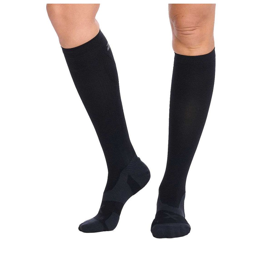 Men 2XU Socks | 2Xu Vectr Cushion Knee Length Socks Black/Grey