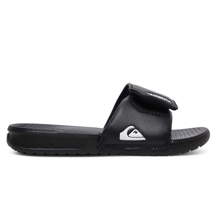 Kids Quiksilver Slides And Thongs | Quiksilver Bright Coast Adjust Gs Kids Slides Black/White