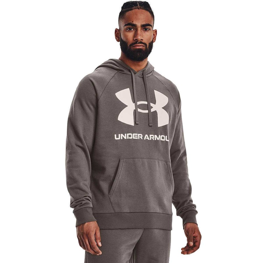 Men Under Armour Jackets | Under Armour Mens Rival Fleece Big Logo Hoodie S Beige