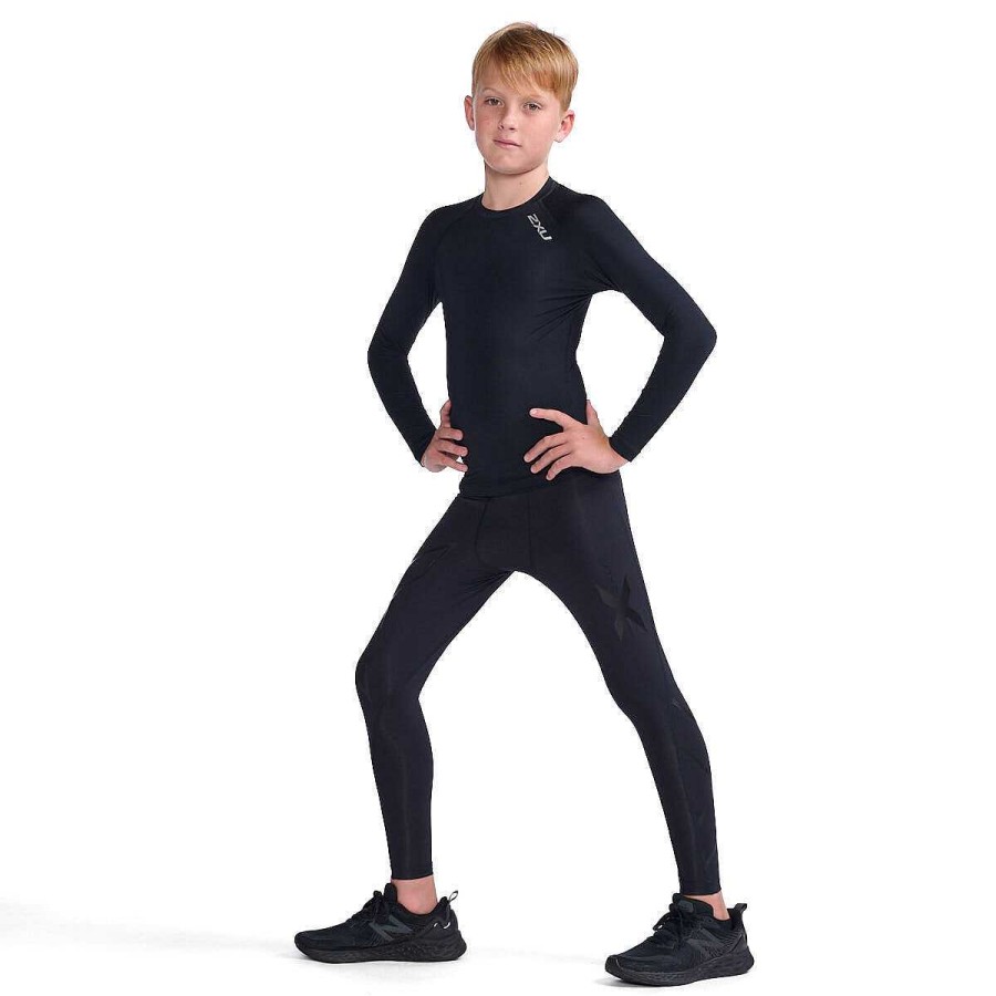 Kids 2XU Tights | 2Xu Boys Full Length Compression Tights Black