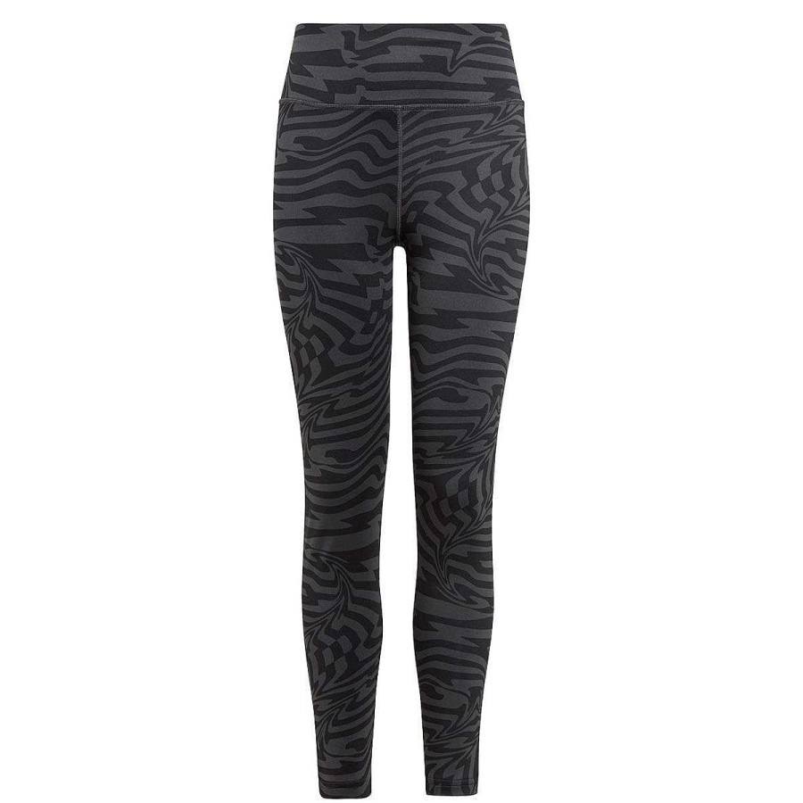 Kids adidas Tights | Adidas Girls Aeroready Aop Optime Training 7/8 Tights Carbon/Black