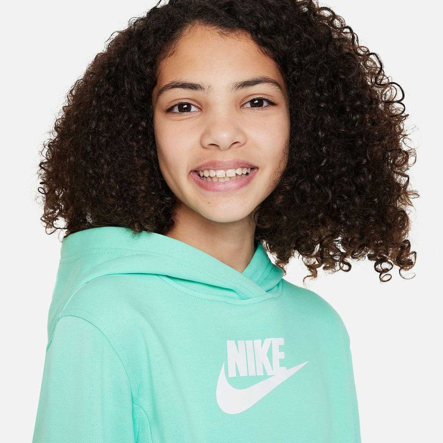 Kids Nike Hoodies & Sweatshirts | Nike Girls Sportswear Club Fleece Crop Hoodie Green