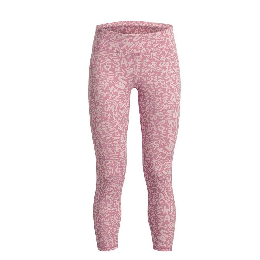 Kids Under Armour Tights | Under Armour Girls Motion Printed Crop Tights Pink