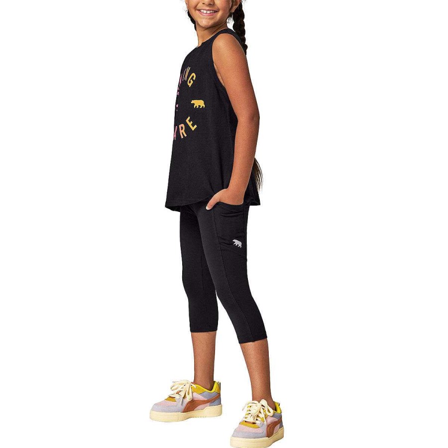 Kids Running Bare Tights | Running Bare Girls All Star 3/4 Tights Black