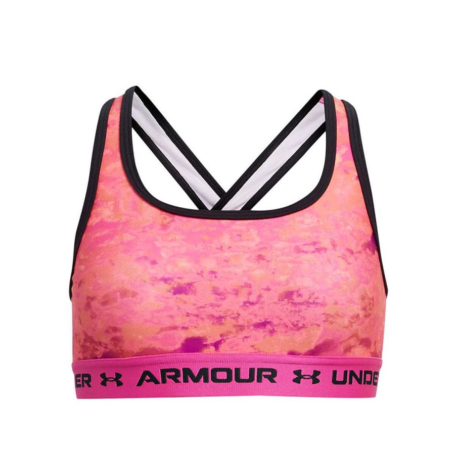 Kids Under Armour Bras & Crops | Under Armour Girls Crossback Mid Print Sports Bra Pink