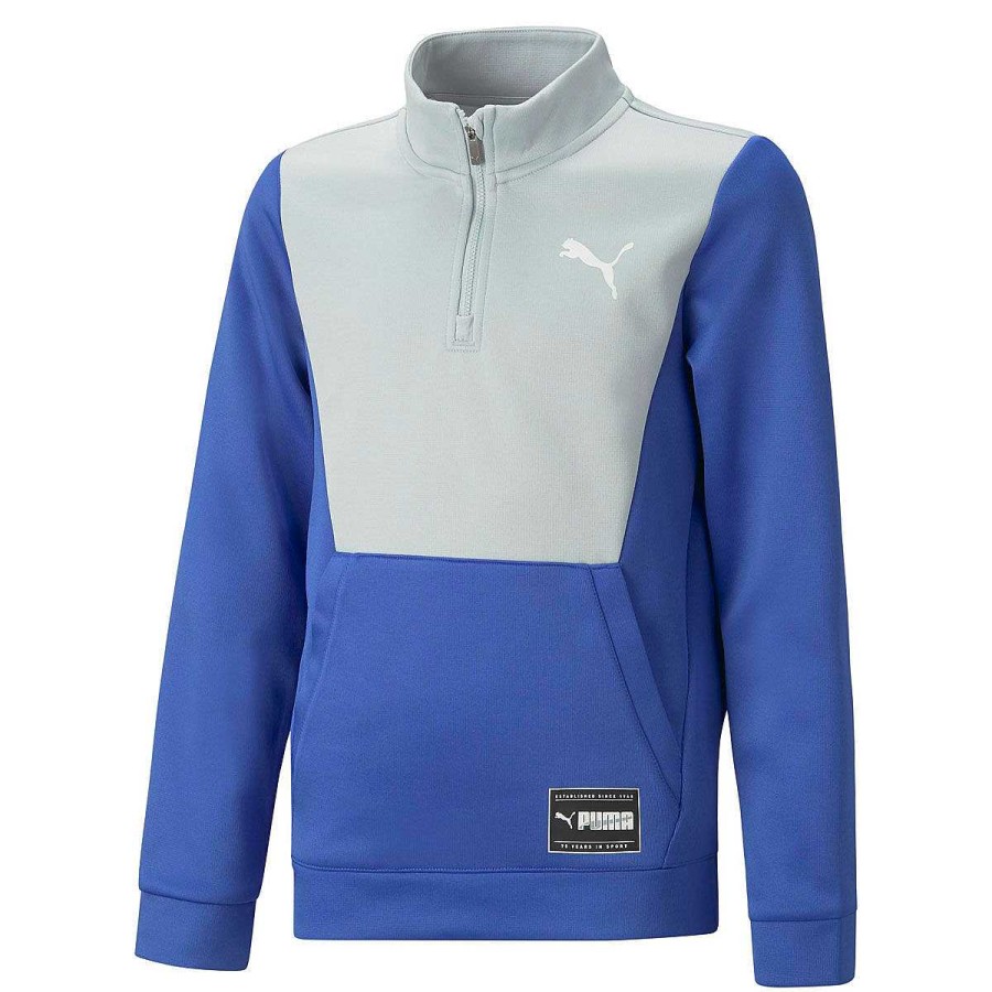 Kids PUMA Hoodies & Sweatshirts | Puma Boys Fit 1/4 Zip Sweatshirt Blue