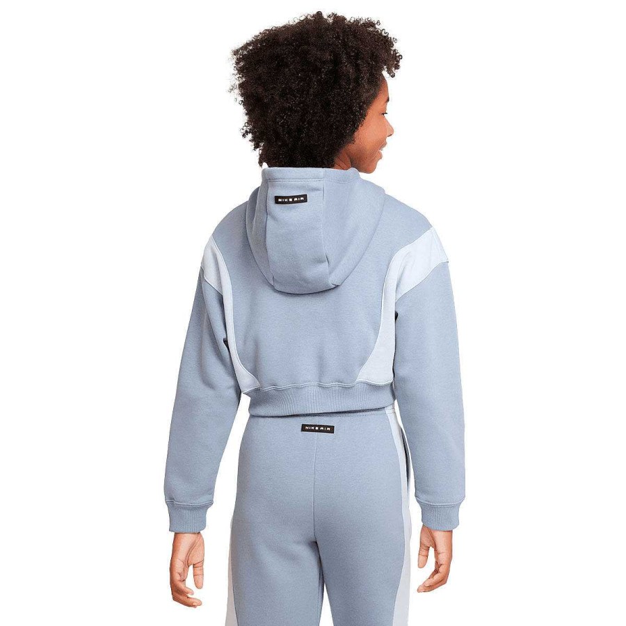 Kids Nike Hoodies & Sweatshirts | Nike Air Girls Sportswear French Terry Crop Hoodie S Blue