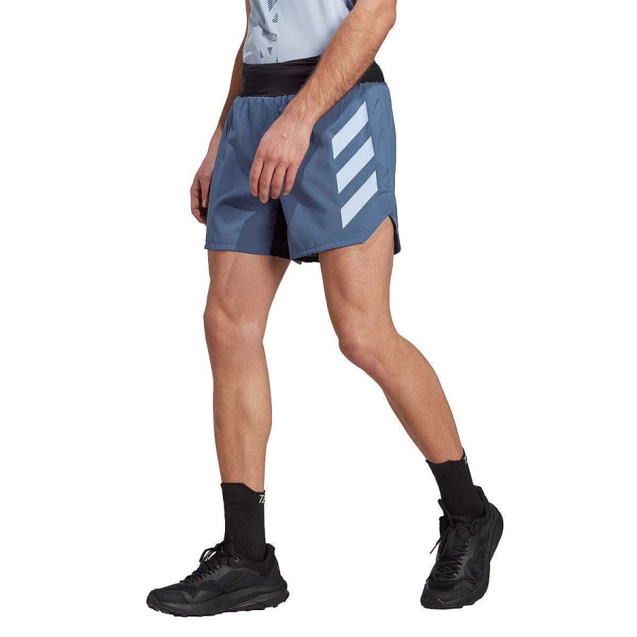 Men Terrex Track Pants | Adidas Terrex Mens Agravic Trail Running Shorts Blue