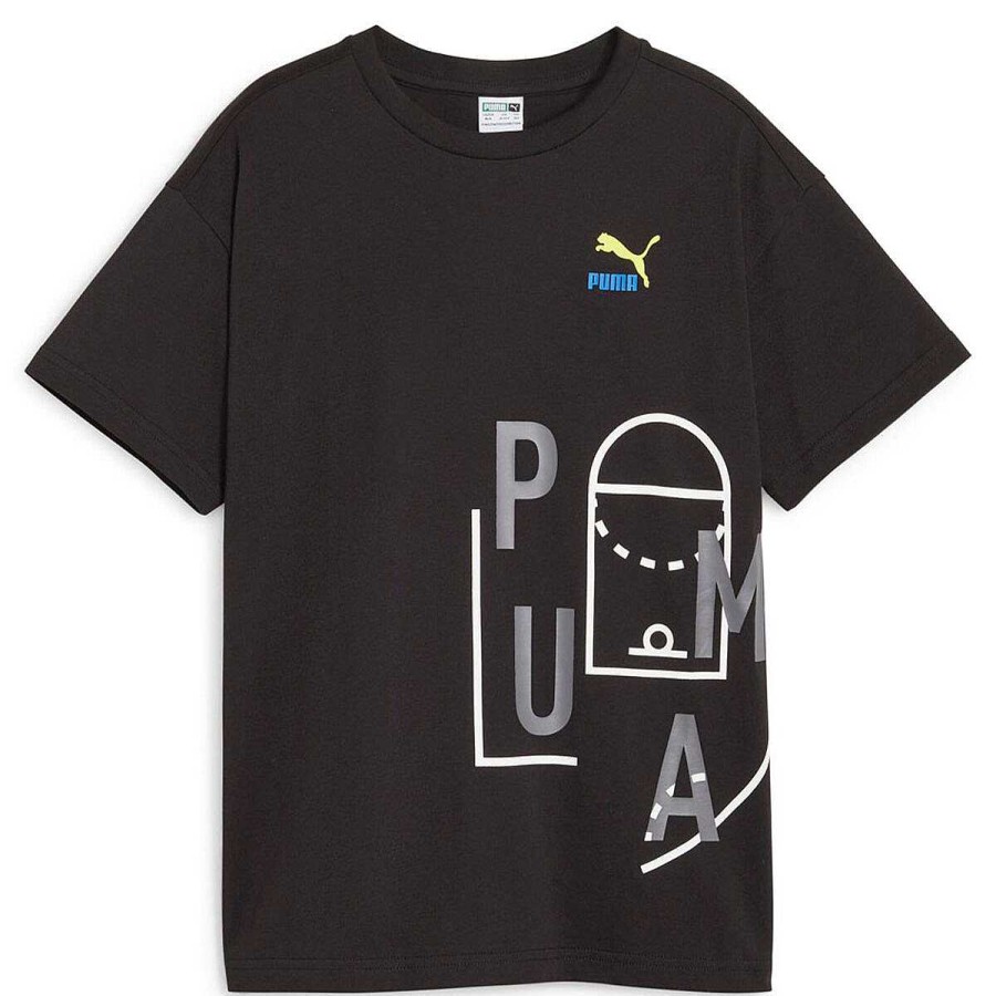 Kids PUMA Activewear | Puma Youth Classics Ftr Baller Logo Tee Black