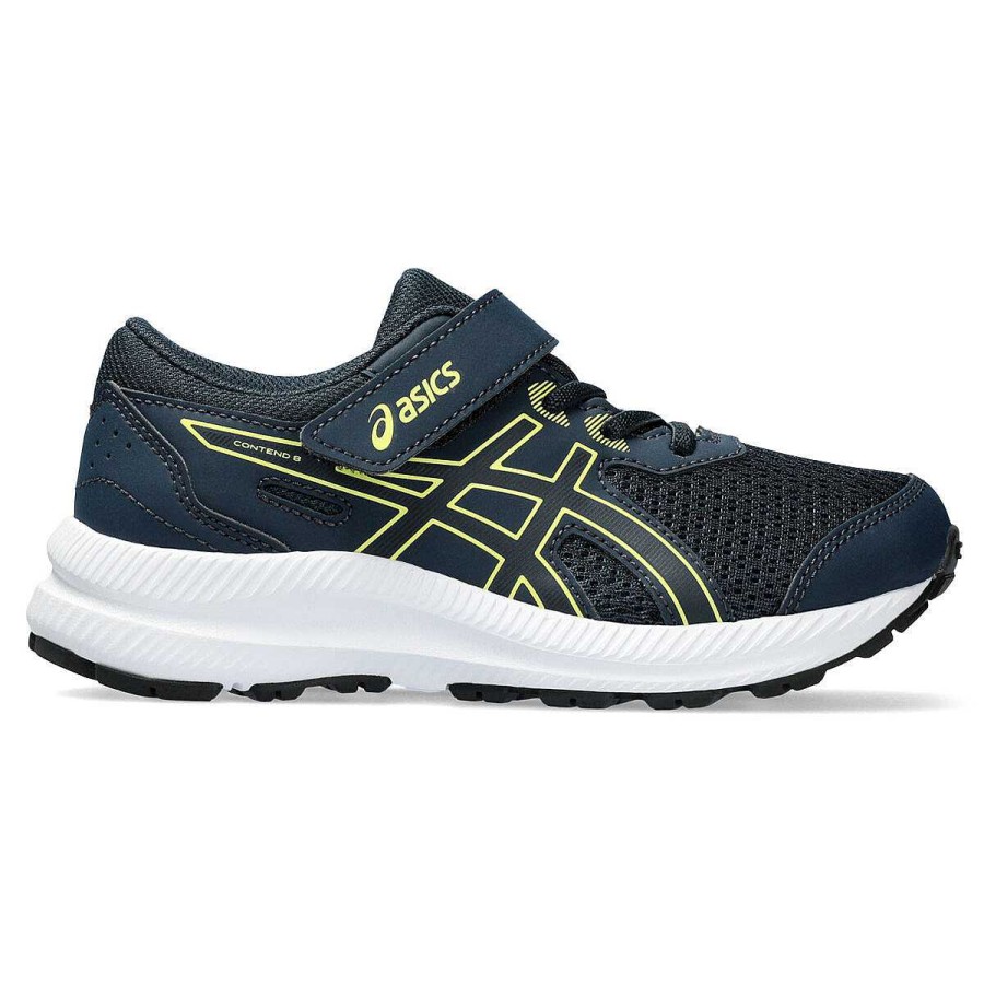 Kids Asics Training | Asics Contend 8 Ps Kids Running Shoes Navy/Yellow