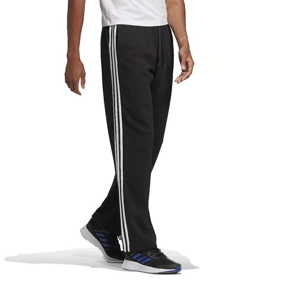 Men adidas Track Pants | Adidas Mens Essentials Fleece Open Hem 3-Stripes Pants Black