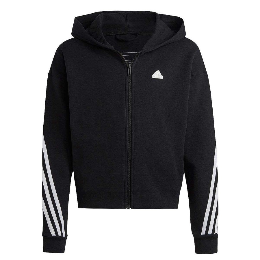 Kids adidas Jackets | Adidas Girls Future Icons 3 Stripes Full Zip Hoodie Black