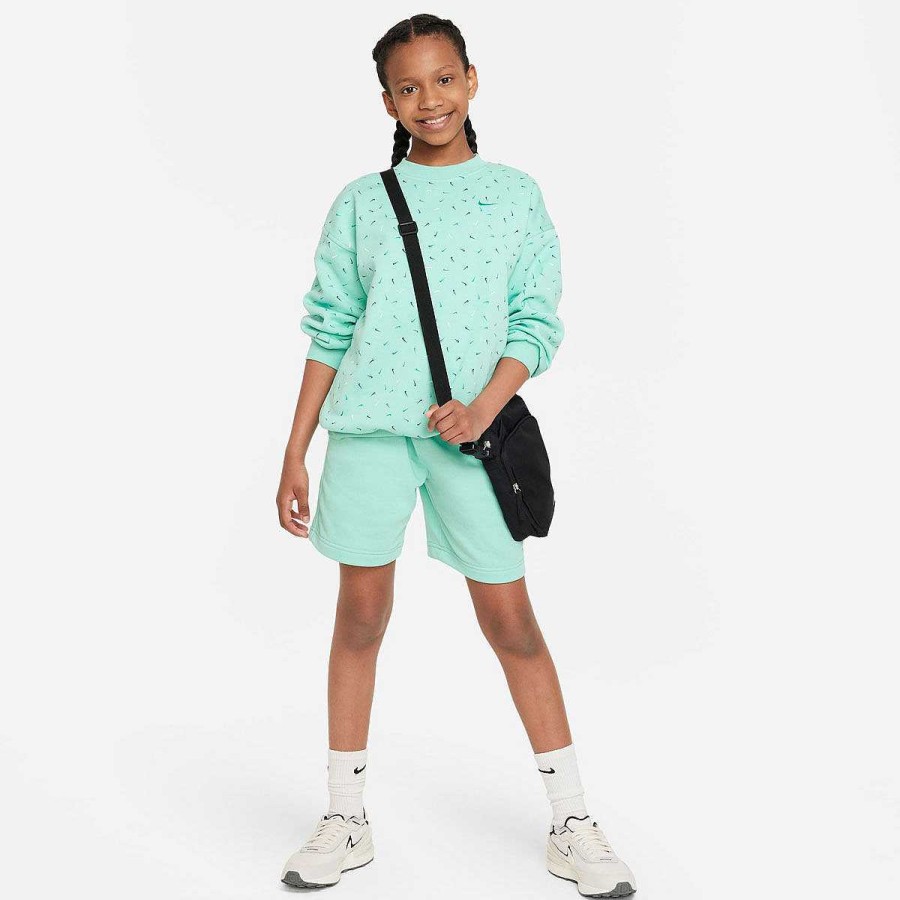 Kids Nike Hoodies & Sweatshirts | Nike Girls Sportswear Club Fleece Oversized Logo Crew Sweatshirt Green