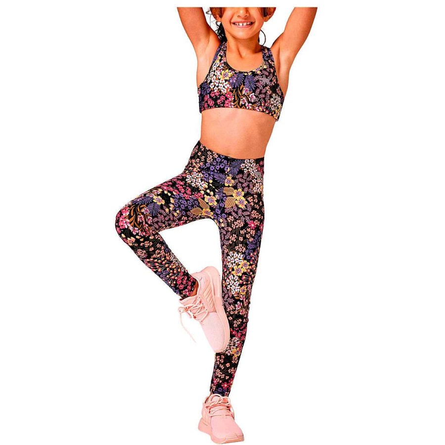 Kids Running Bare Bras & Crops | Running Bare Girls Bare Fit Sports Bra 10 Black/Print