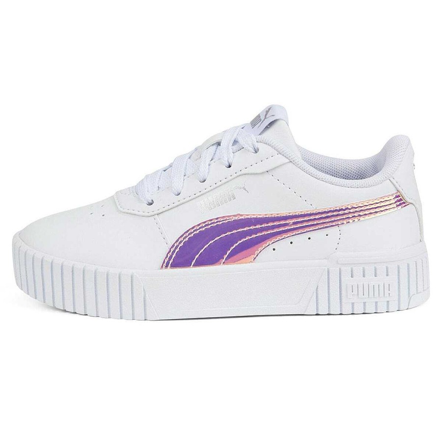 Kids PUMA Girls Shoes | Puma Carina 2.0 Holo Ps Kids Casual Shoes White/Silver