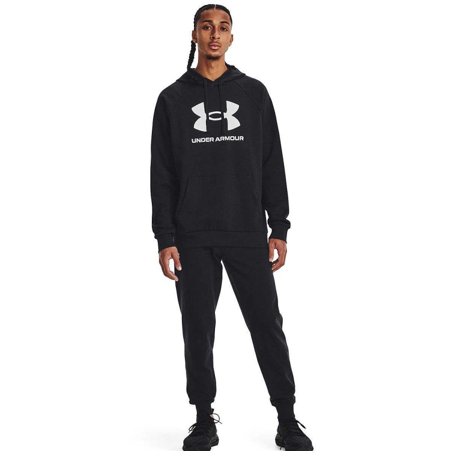 Men Under Armour Hoodies & Sweatshirts | Under Armour Mens Rival Fleece Big Logo Hoodie Black