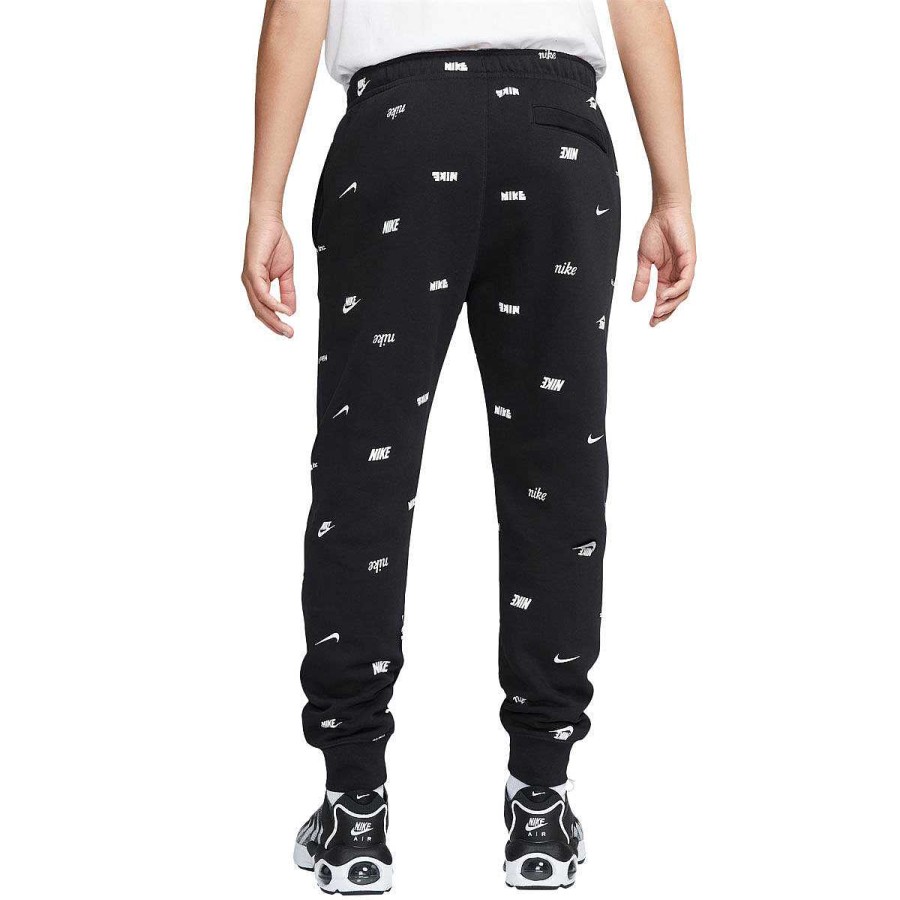 Men Nike Track Pants | Nike Mens Club Fleece+ Allover Print Track Pants Black/White