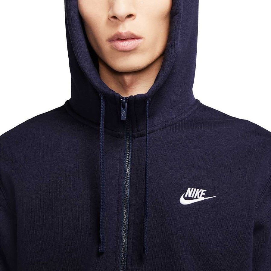 Men Nike Jackets | Nike Mens Sportswear Club Fleece Full-Zip Hoodie Navy