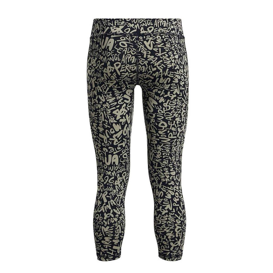 Kids Under Armour Tights | Under Armour Girls Motion Printed Crop Tights Green